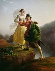 Bianca Cappello (vers 1542-87) fuyant avec son amant Francesco de Medici (1541-87)